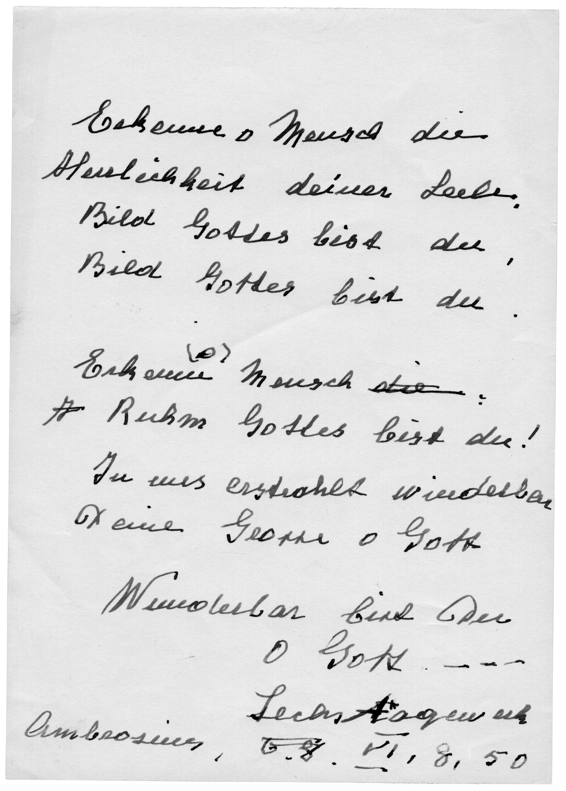 Textabschrift 1 zu MvC 1.5 «Erkenne dich, Mensch»