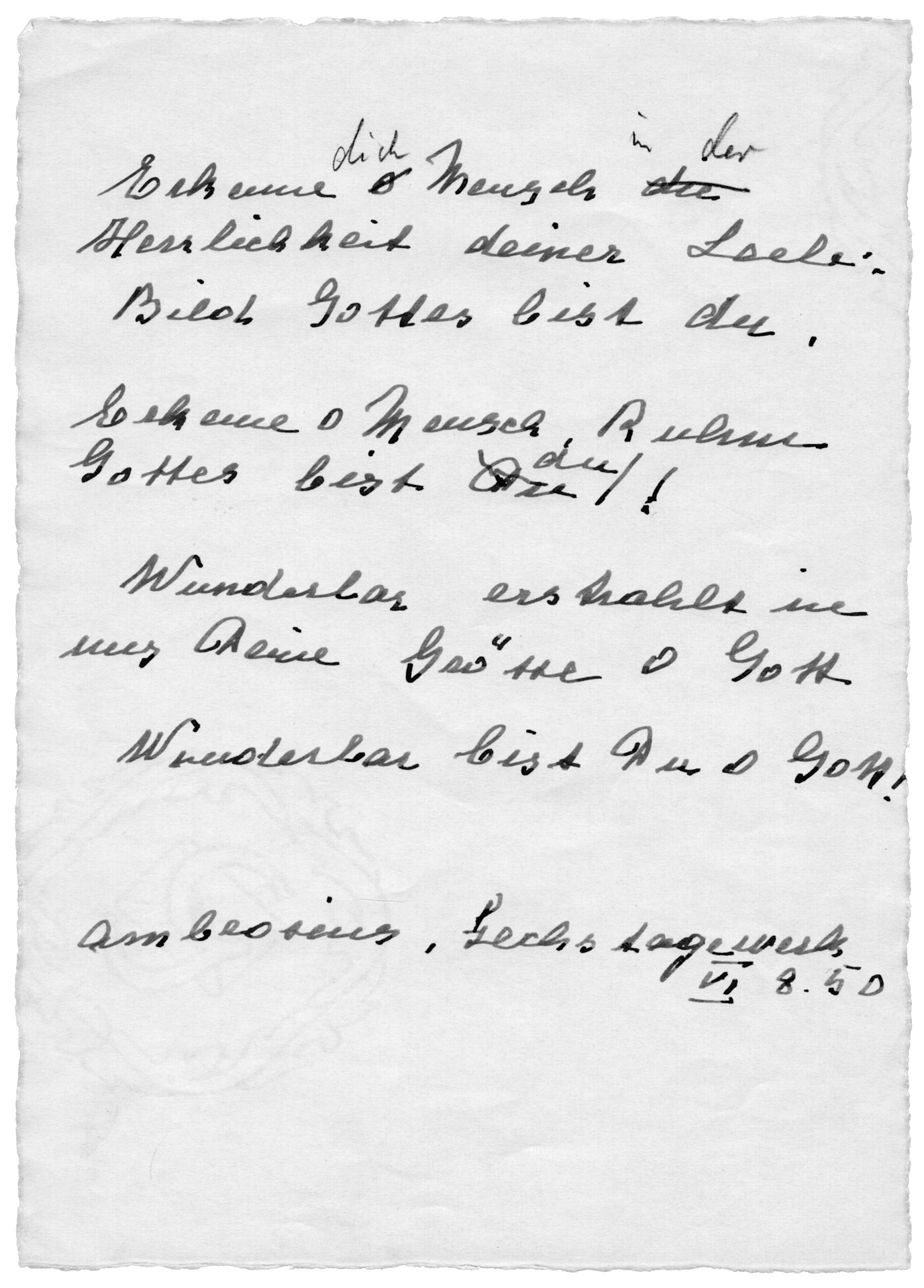 Textabschrift 2 zu MvC 1.5 «Erkenne dich, Mensch»